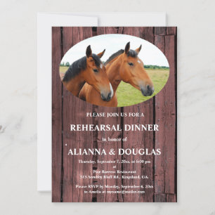 Invitation Country Horses Dîner de répétition en carton rouge