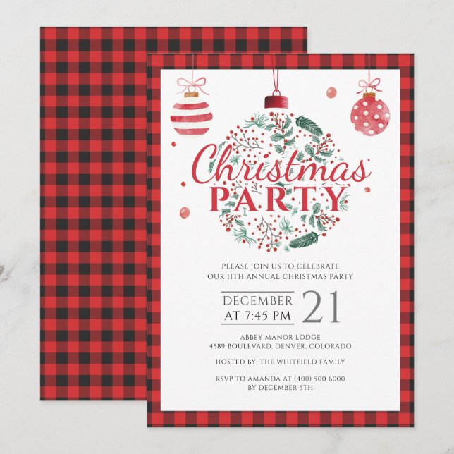 Invitation Country Lumjack Buffalo Fête de Noël (Devant / Derrière)
