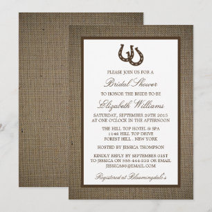 Invitation Country Rustic Horseshoe Sur Fête des mariées Burl