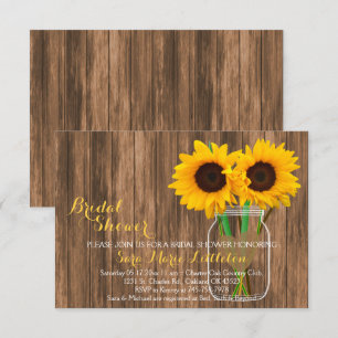 Invitation Country Sunflower Mason Jar Fêtes des mariées Invi