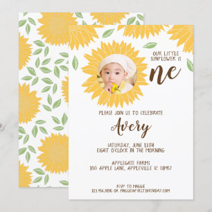 Invitation Country Sunflower Photo 1er anniversaire