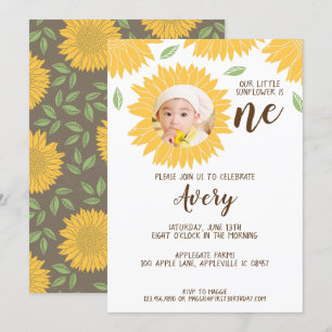 Invitation Country Sunflower Photo 1ère fête d'anniversaire