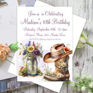 Invitation Country Western, Bottes de Cowboy, 10e anniversair