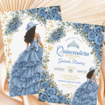 Country Western Fleurs Bleues Golden Quinceañera
