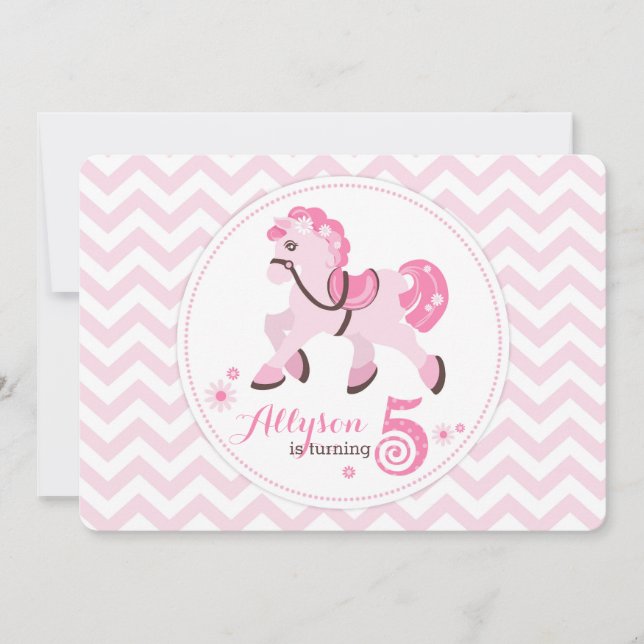 Invitation Country Western Pony Chevron Anniversaire (Devant)