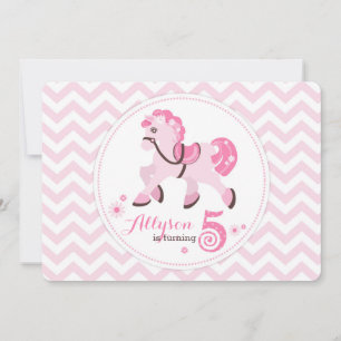 Invitation Country Western Pony Chevron Anniversaire