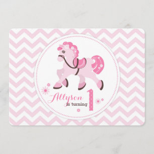 Invitation Country Western Pony Chevron Anniversaire