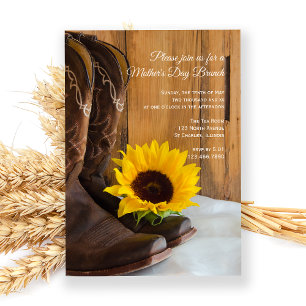 Invitation Country Western Sunflower Fête des mères Brunch