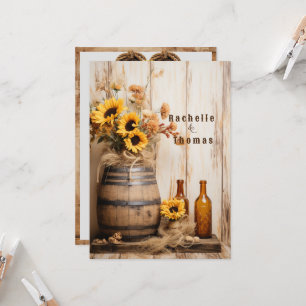 Invitation Country Western Tournesols Fût de Whisky