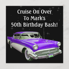 Invitation Coup classique pourpre d'anniversaire de voiture