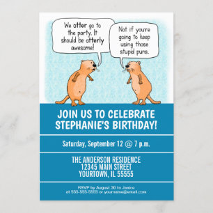 Invitation Coup de coeur de la fête d'anniversaire de Otter P