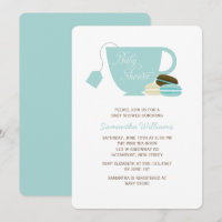 Coupe Blue Tea Cup et Baby shower Macarons