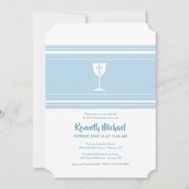 Invitation Coupe communion bleu (Devant)