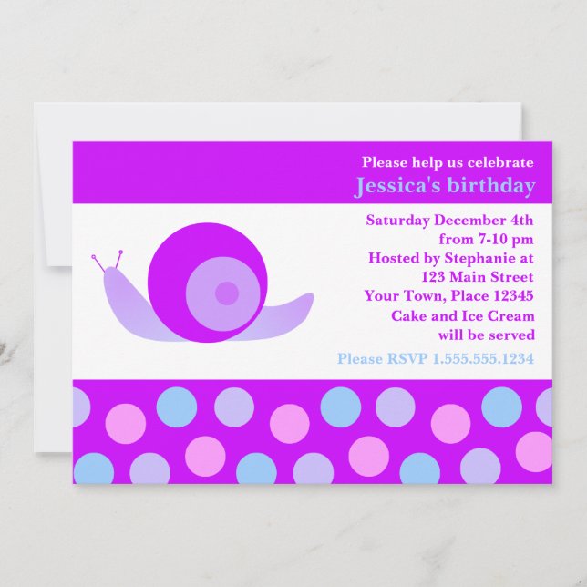 Invitation Coupe d'escargot et soirée d'anniversaire Polka Do (Devant)
