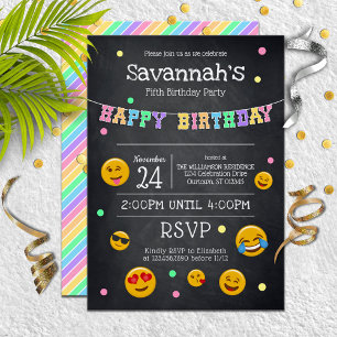 Invitation Coupe Emoji Chalkboard fête d'anniversaire