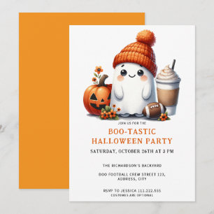 Invitation Coupe Ghost Football Boo-Tastic Halloween Party