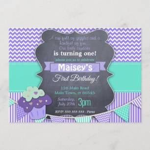 Invitation Coupe-Noisette de cupcake 1er anniversaire