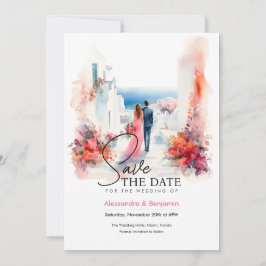 Invitation Couple au Mariage | Thème grec | Enregistrer La Da