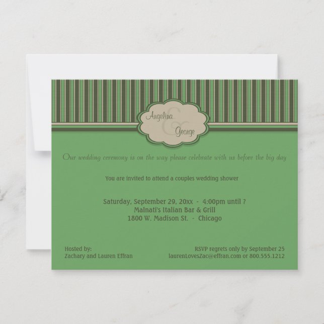 Invitation Couple Beige Et Vert Couples (Devant)