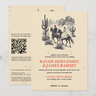 Invitation Couple de canyon à cheval avec code QR et détails