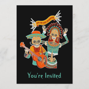 Invitation Couple de crâne de sucre Dia de los Muertos Invita