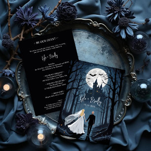 Invitation Couple de mariage dans une forêt mystérieuse Châte