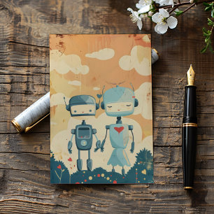 Invitation Couple de science-fiction robotique vintage