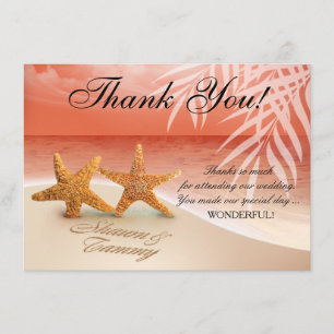 Invitation Couple d'étoiles de mer Merci   DEMANDER DES NOMS 