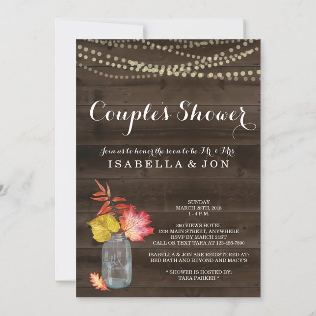 Invitation Couple Douche Automne, Mariage nuptiale (Devant)