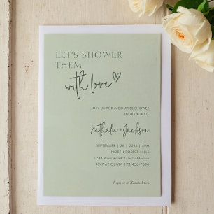 Invitation Couple, Douchons-les Sage Green Bridal