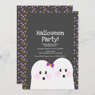 Invitation Couple Fantôme Couple Halloween Parsemer Gris