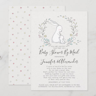 Invitation Couple Floral Couple Bunny Cute Baby shower Par Ma