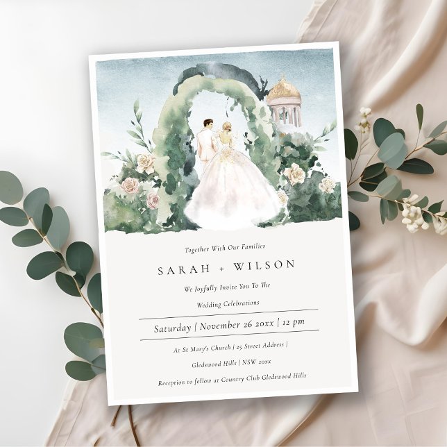 Invitation Couple Floral Garden Arch Mariage botanique (Créateur téléchargé)