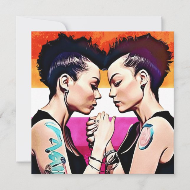 Invitation Couple lesbienne gothique punk sur le mariage de p (Devant)