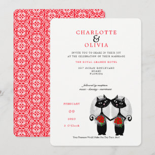 Invitation Couple lesbienne Mariage LGBTQ Chats mignons