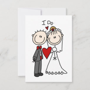 Invitation Couple Marié Figurine Bâton Ajoutez Votre Propre M