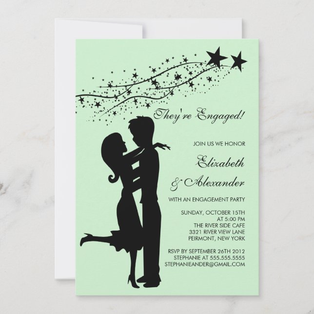 Invitation Couple moderne et sucré en Fiançailles amoureux (Devant)