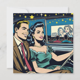 Invitation Couple rétro au film Drive-In