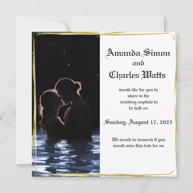 Invitation Couple romantique eau sauvegarde date (Devant)