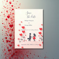 Couple romantique Silhouette coeur rouge mariage