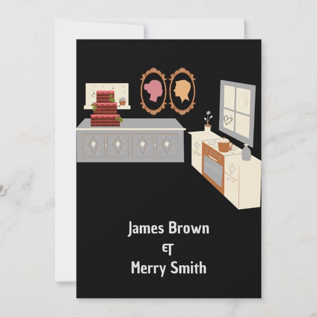Invitation Couple Vibrant Personnalité Cuisine Mariage (Devant)
