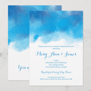 Invitation Couple Wedding shower Eté bleu aquarelle