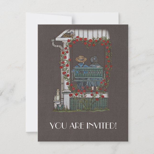 Invitation Couples amish sur l'oscillation de porche (Devant)