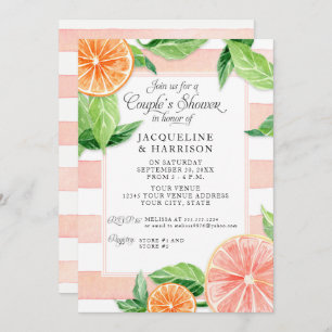 Invitation Couples Aquarelle d'agrumes roses
