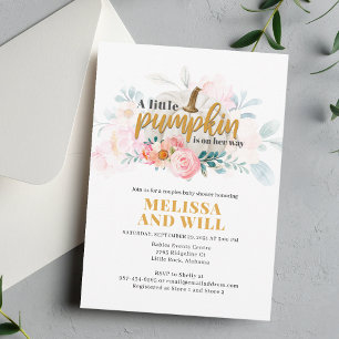 Invitation Couples Baby shower Citrouille Aquarelle Floral