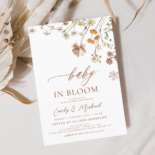Invitation Couples Baby shower Fleur sauvage bébé en fleurs