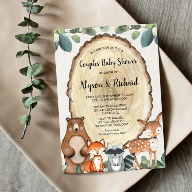 Invitation Couples baby shower genre neutre animal de forêt (Créateur téléchargé)