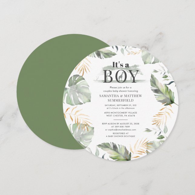 Invitation Couples Baby shower Jungle Animal Botanique Modern (Devant / Derrière)
