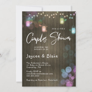Invitation Couples Baby shower Mason Jar Twinkle Lumières