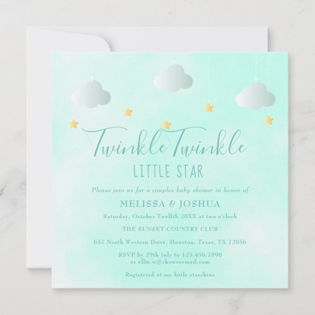 Invitation Couples Baby shower Twinkle Twinkle Genre Neutre (Devant)